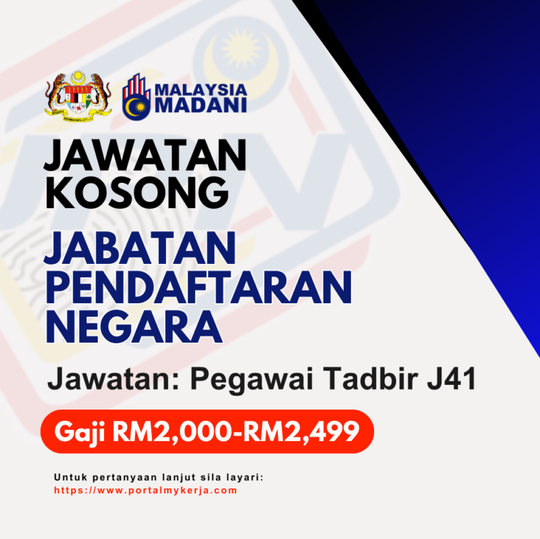 Jawatan Kosong Jabatan Pendaftaran Negara JPN Pegawai Tadbir J41 My