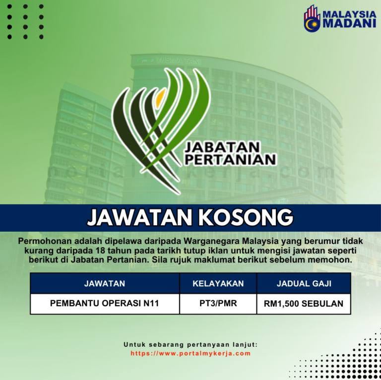 Jawatan Kosong Jabatan Pertanian. Ambilan Terkini Januari-Februari 2024 ...