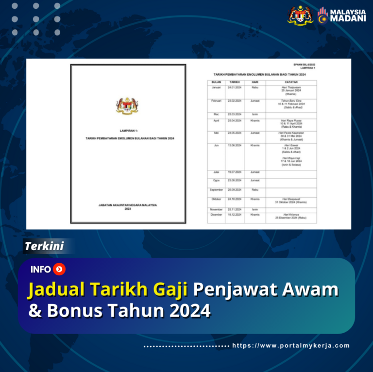 Jadual Tarikh Gaji Penjawat Awam 2024 & Bonus - My Kerja!