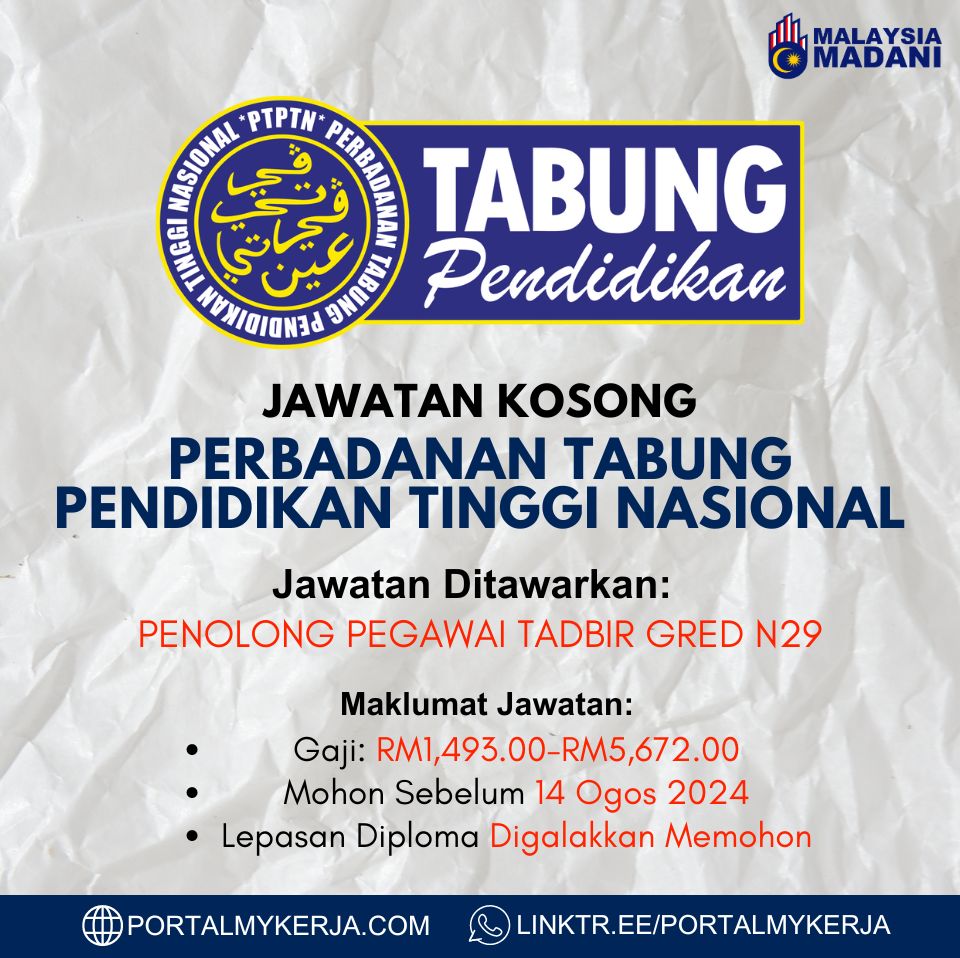 Jawatan Kosong PTPTN Ogos 2024